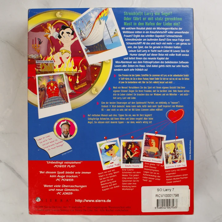 Leisure Suit Larry: Yacht Nach Liebe! PC játék dobozának hátoldala