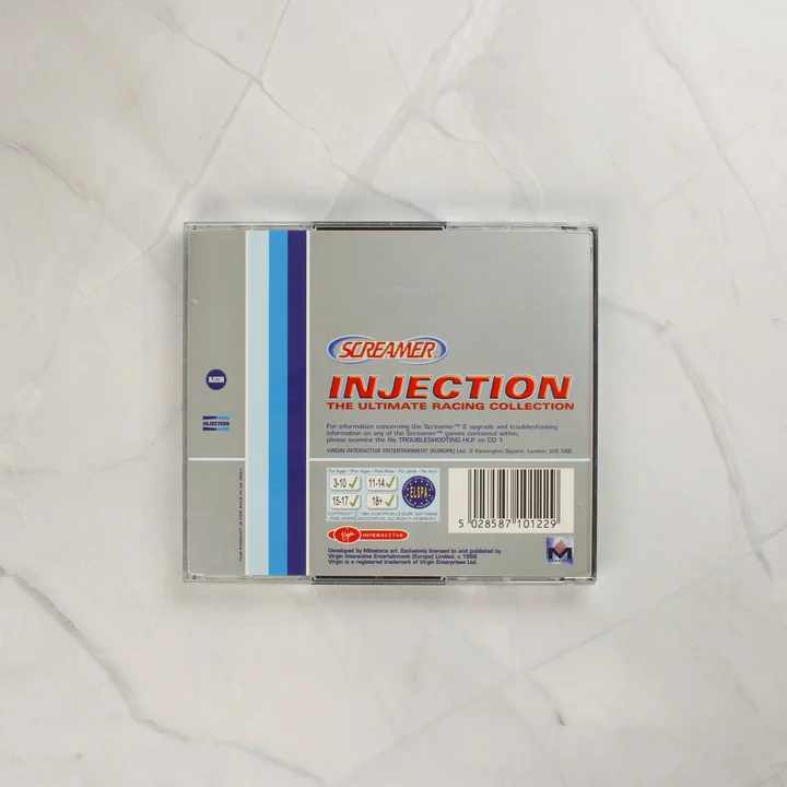 Screamer Injection műanyag CD-tok hátlapja vonalkóddal