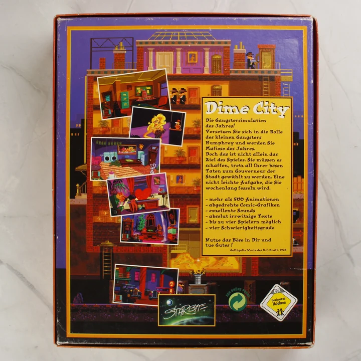 Dime City PC játék dobozának hátoldala