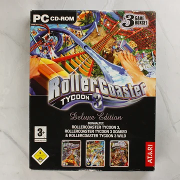 RollerCoaster Tycoon 3 Deluxe Edition PC játék dobozának eleje