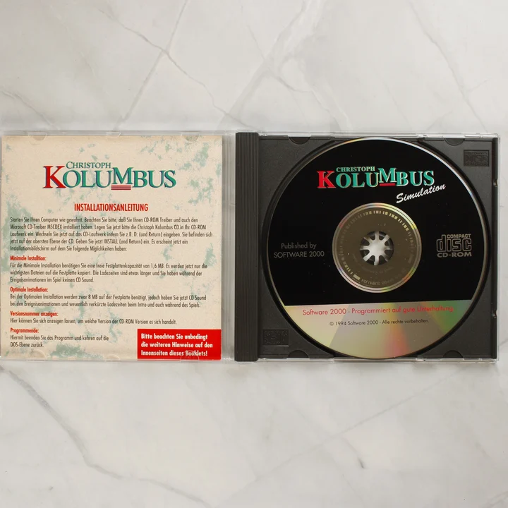 Nyitott CD-tok a Christoph Kolumbus CD-ROM lemezzel