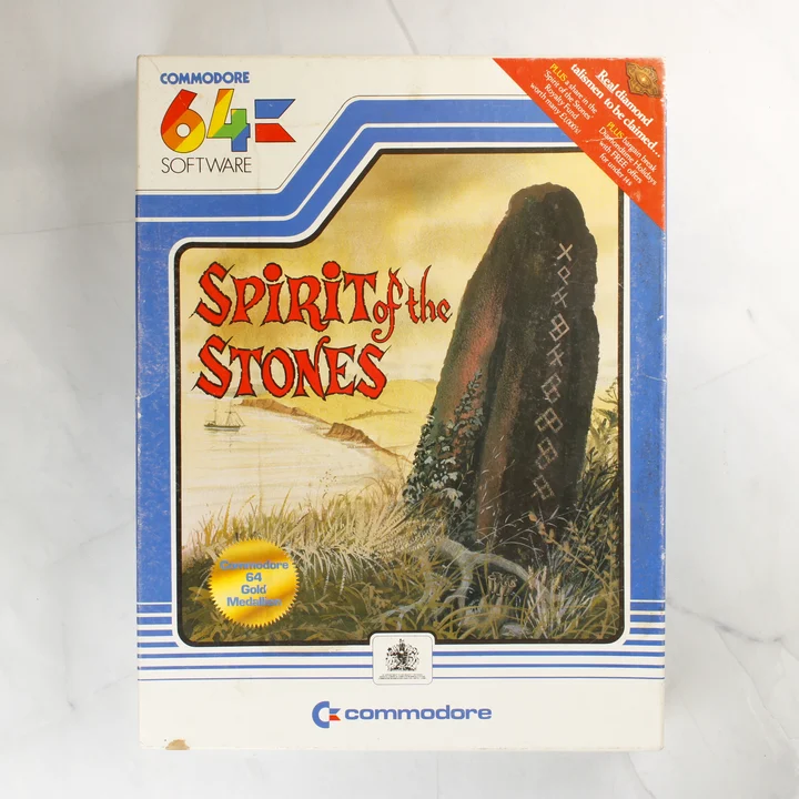 Spirit of the Stones Commodore 64 játék dobozának előlapja
