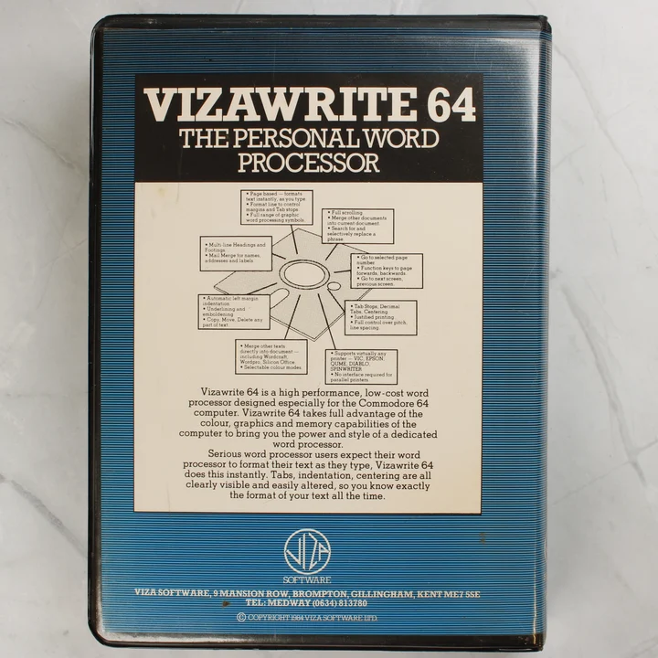 Vizawrite 64 szoftver tokjának hátlapja
