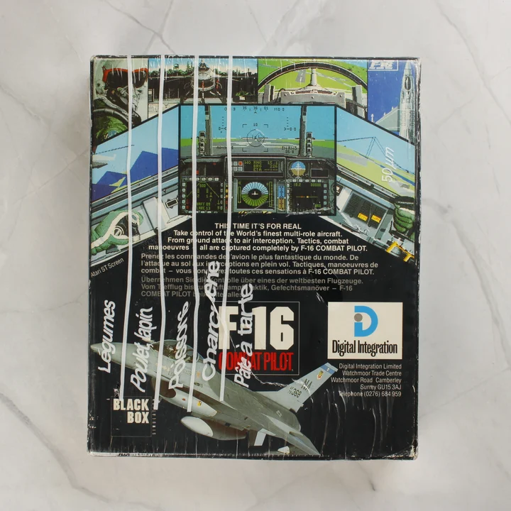 F-16 Combat Pilot Commodore 64 játék dobozának hátoldala