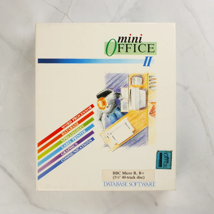 Mini Office II szoftver dobozának eleje BBC Micro számítógéphez