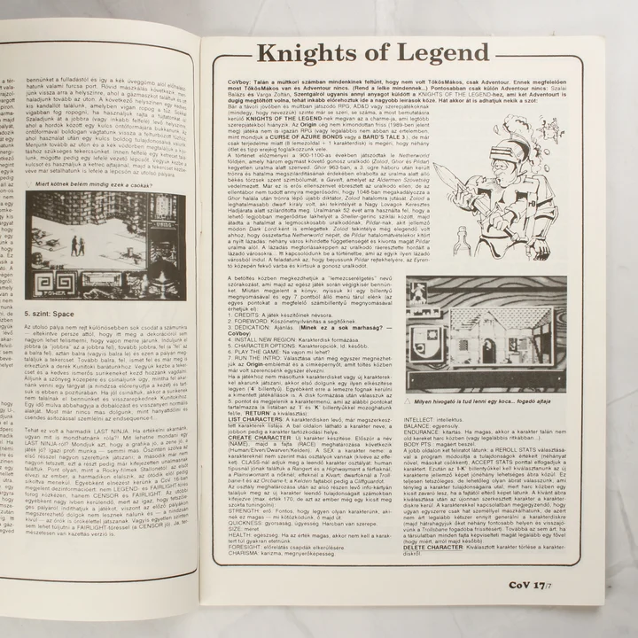 A Knights of Legend játékismertetője a magazin egyik belső oldalán.