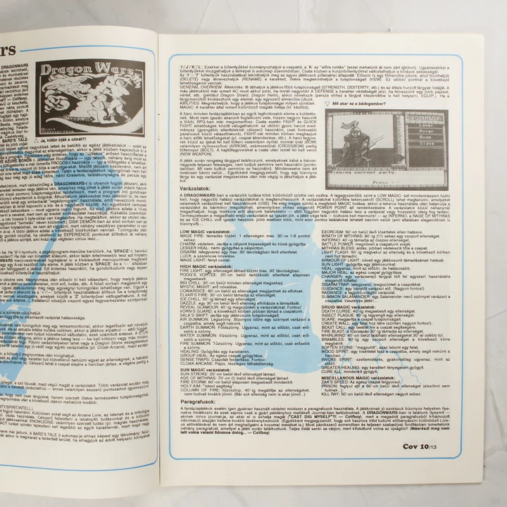 A magazin belső oldala a Dragon Wars játék leírásával