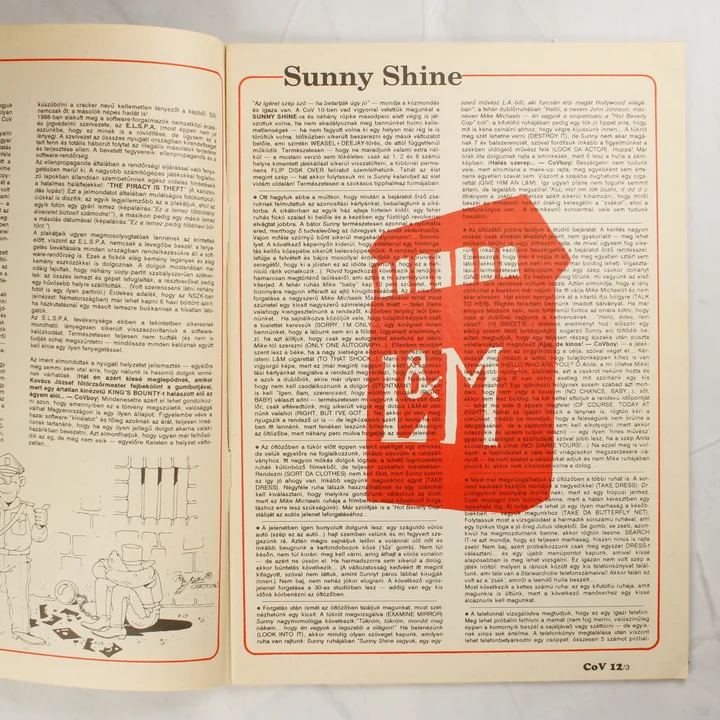 A Commodore Világ magazin belső oldalai a Sunny Shine játékleírással