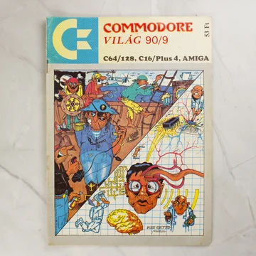 A Commodore Világ 90/9 számának színes borítója kalózos illusztrációval.