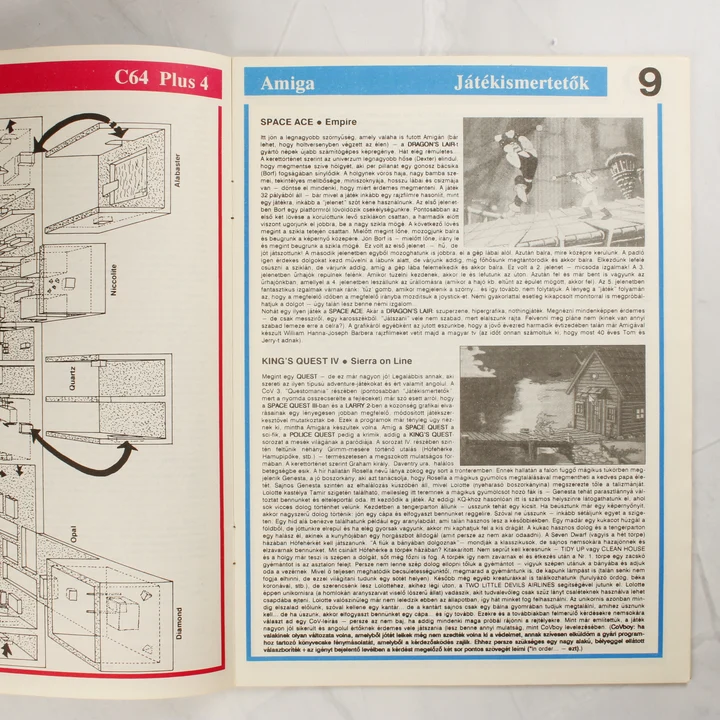A magazin belső oldala Amiga játékismertetőkkel