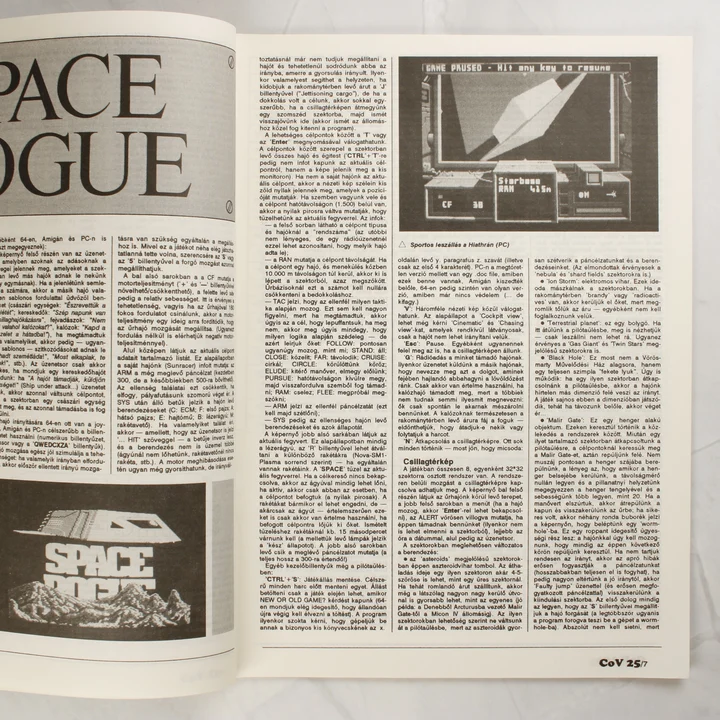 Részletes Space Rogue játékleírás a Commodore Világ magazinban