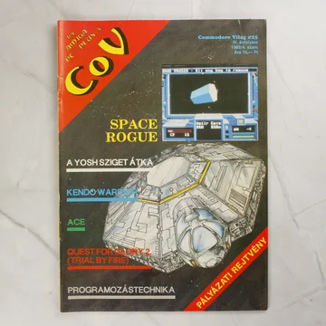 A Commodore Világ magazin 25. számának színes borítója egy űrhajóval