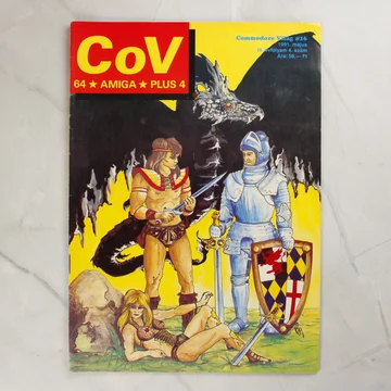 A Commodore Világ 16. számának színes címlapja sárkánnyal és lovaggal