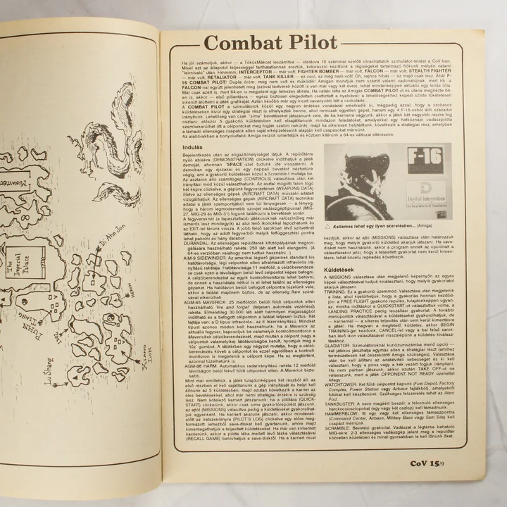 A magazin belső oldala az F-16 Combat Pilot leírásával és egy térképpel