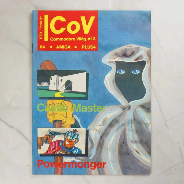 Commodore Világ 13. szám borító A Commodore Világ magazin 13. számának borítója kék csuklyás alakkal