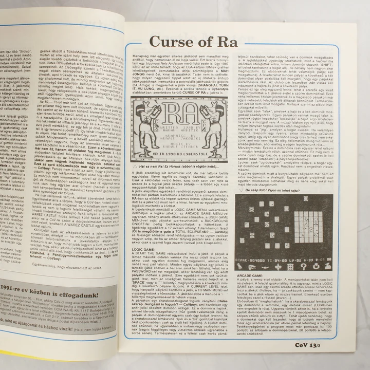 CoV 13. szám belső oldal A magazin belső oldala a Curse of Ra játékleírással