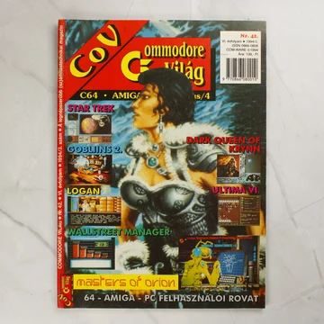 A Commodore Világ magazin 42. számának színes borítója fantasy illusztrációval és játékfeliratokkal.