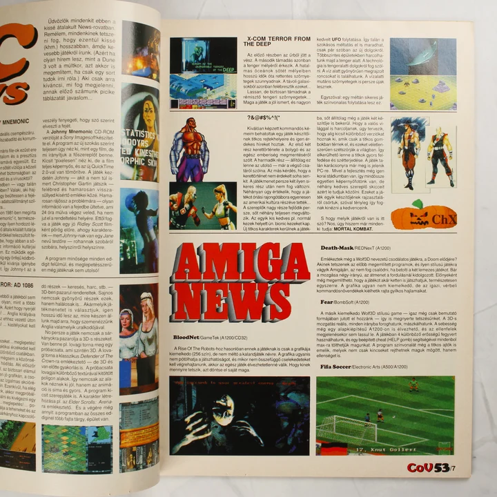 COV 53. szám Amiga News A magazin Amiga News rovata és hírek különböző videójátékokról.