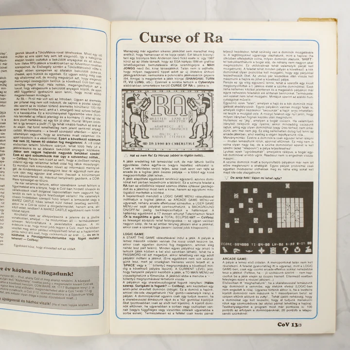A magazin belső oldala a Curse of Ra játékismertetőjével