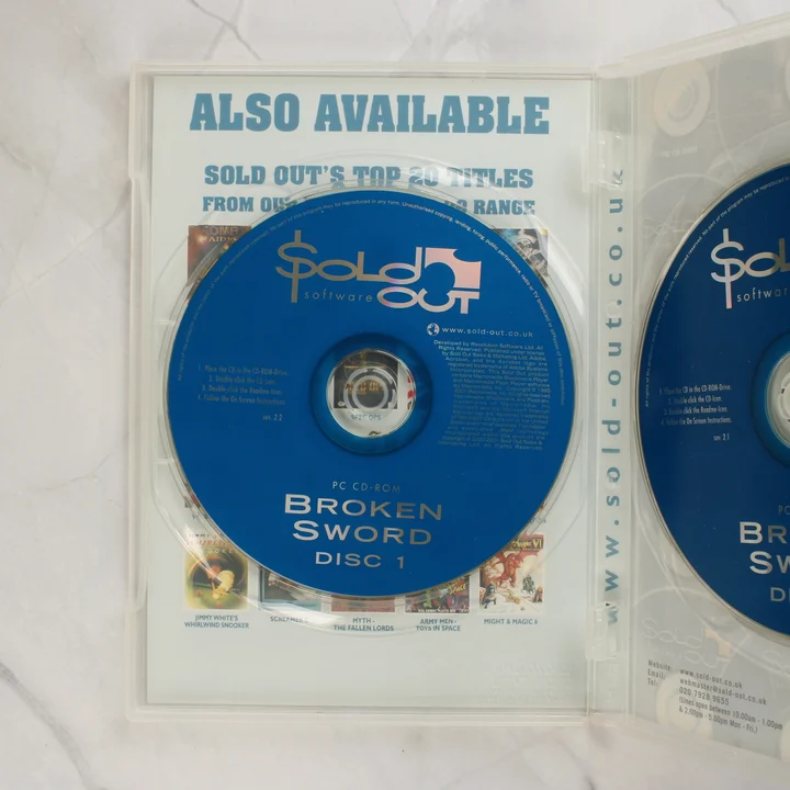 Broken Sword: The Shadow of the Templars első lemez és belső füzet