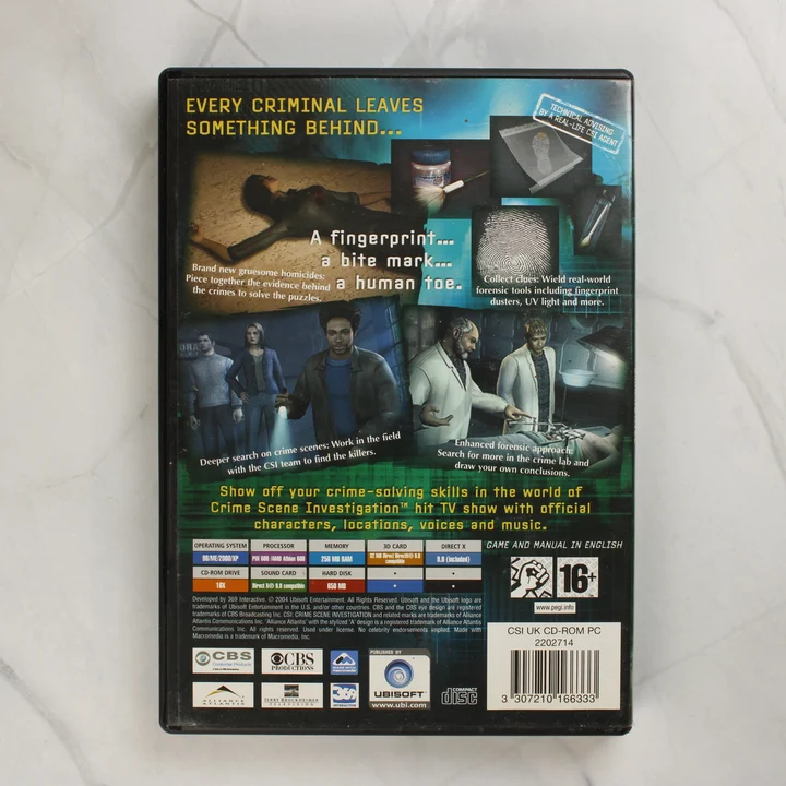 CSI Dark Motives PC játék hátlapja