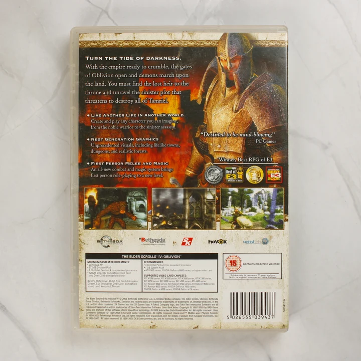 The Elder Scrolls IV: Oblivion PC játék hátlapja