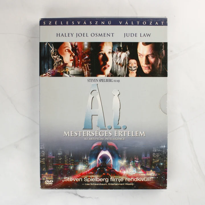 Az A.I. Mesterséges értelem DVD elülső borítója karton tokban