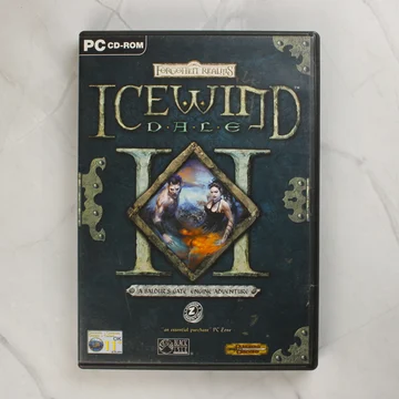 Az Icewind Dale II PC-s játék elülső borítója fekete tokban.