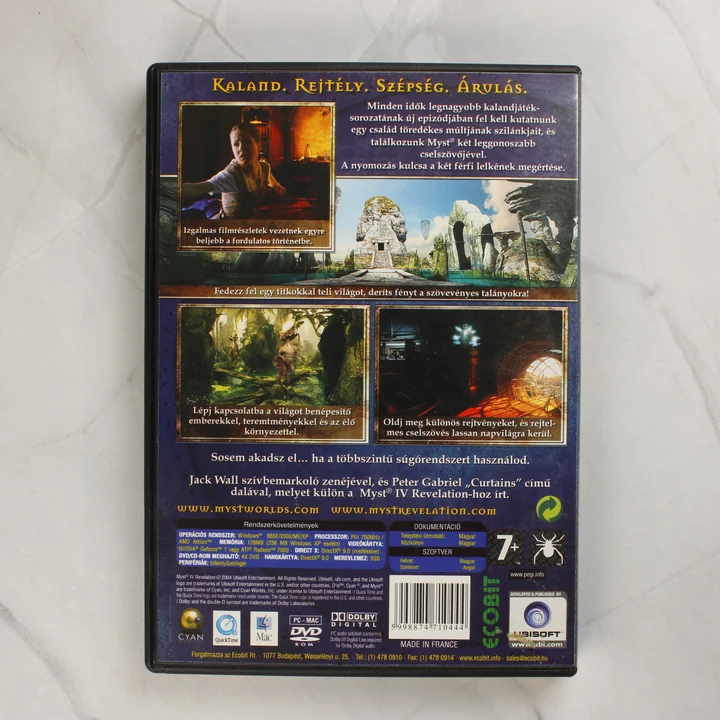 A Myst IV Revelation videójáték hátoldala