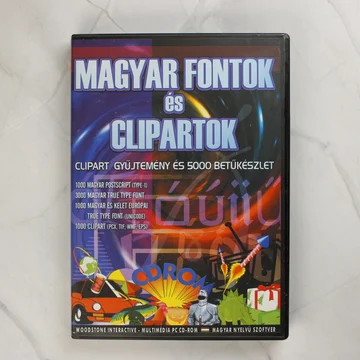 Magyar Fontok és Clipartok szoftver tokjának előlapja