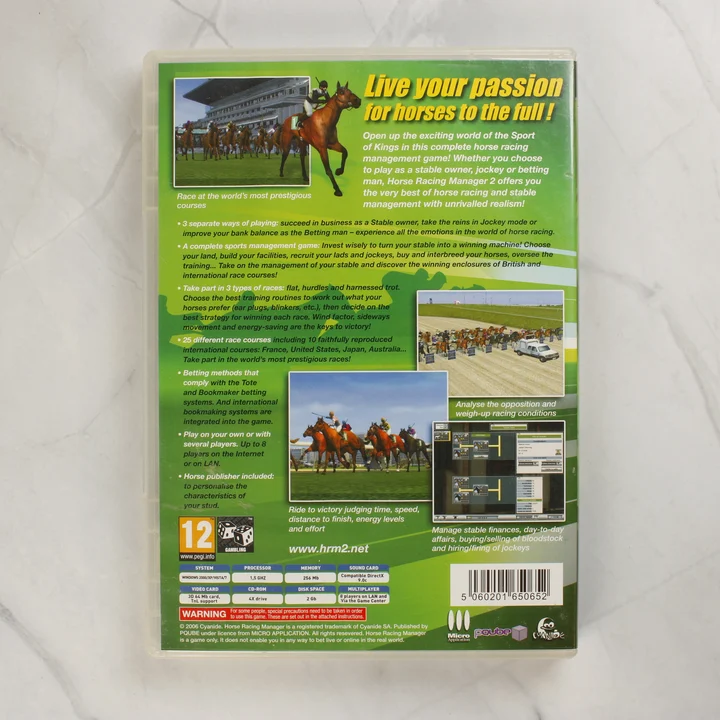 Horse Racing Manager 2 hátoldali borító Horse Racing Manager 2 PC játék hátoldala