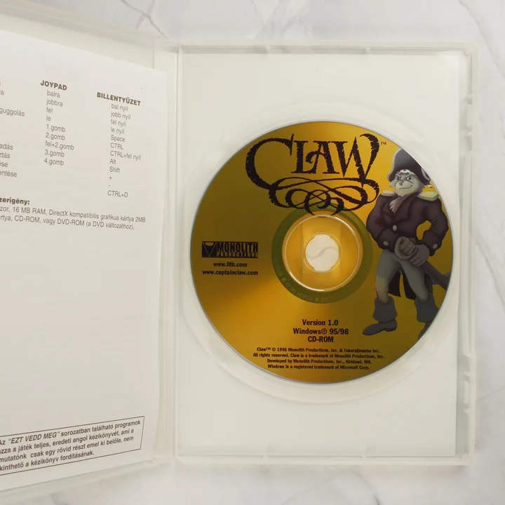 Claw videójáték CD és belső útmutató
