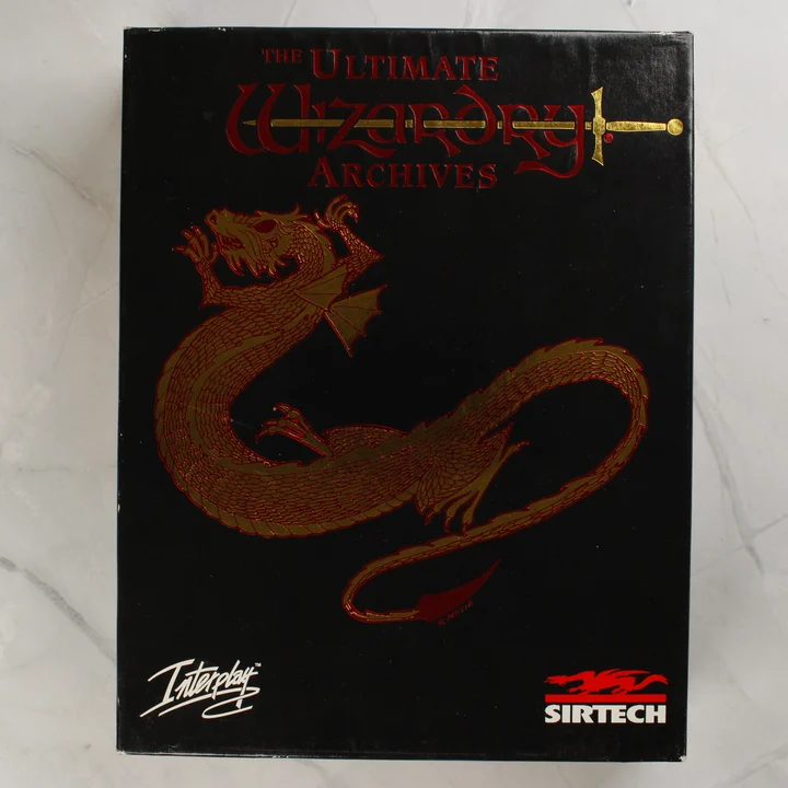 The Ultimate Wizardry Archives videójáték dobozának eleje sárkány motívummal