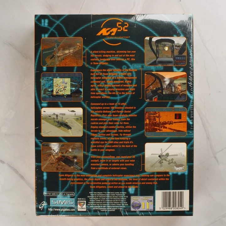 KA-52 Team Alligator PC játék dobozának hátoldala