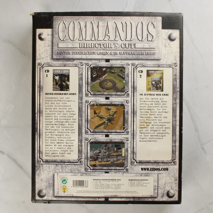 Commandos Director's Cut PC játék doboz hátoldala