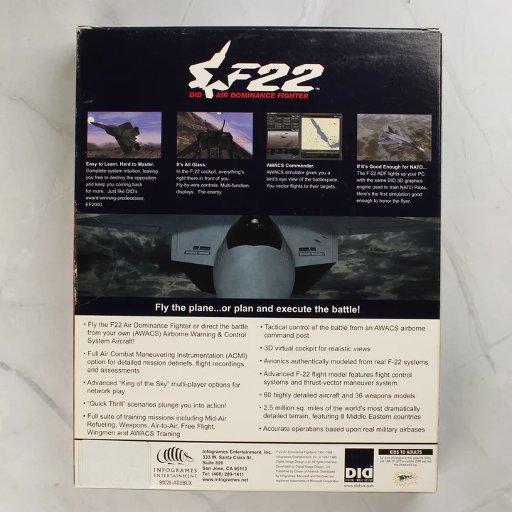 F-22 Air Dominance Fighter doboz hátoldala