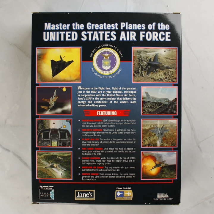 Jane's USAF videójáték dobozának hátoldala