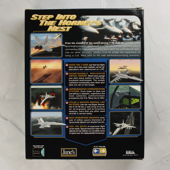 Jane's F/A-18 Simulator PC játék dobozának hátoldala