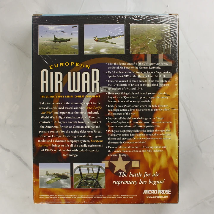 European Air War PC játék dobozának hátoldala
