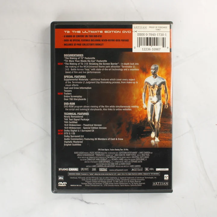 Terminator 2 DVD tok hátoldala