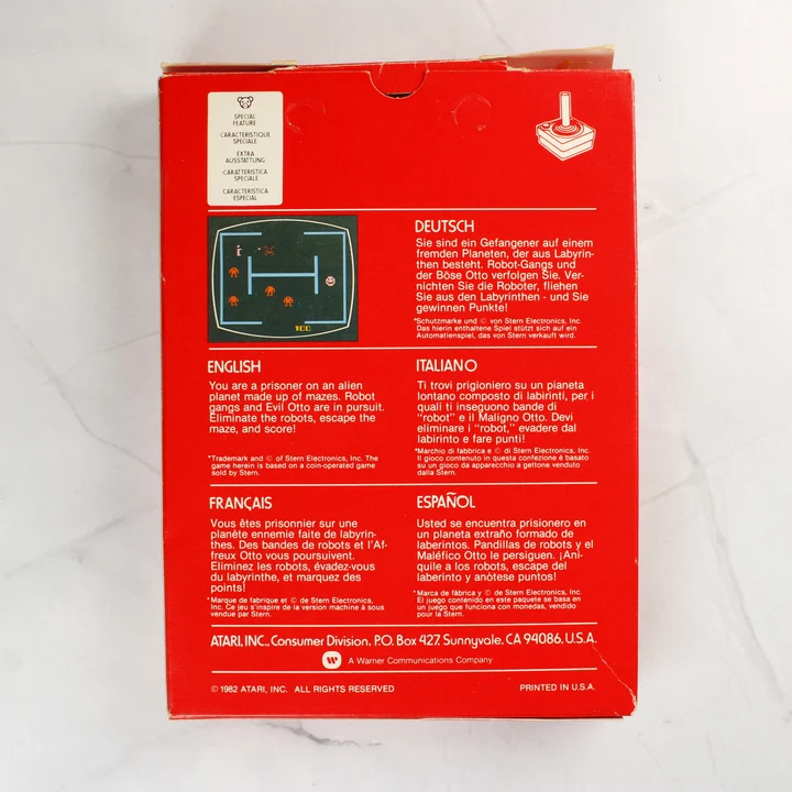 Berzerk Atari 2600 videójáték dobozának hátoldala