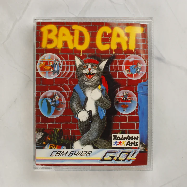 Bad Cat videójáték borítója Commodore 64-hez