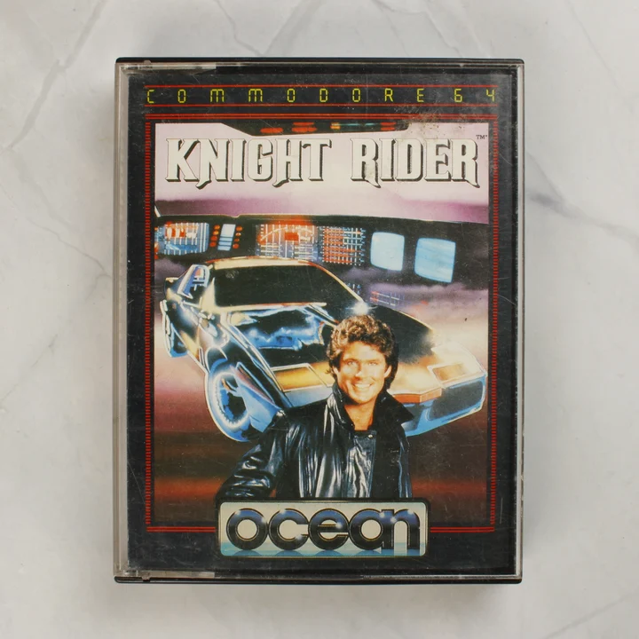 Knight Rider Commodore 64 játék kazetta tokban elölnézetből
