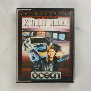 Knight Rider Commodore 64 játék kazetta tokban elölnézetből