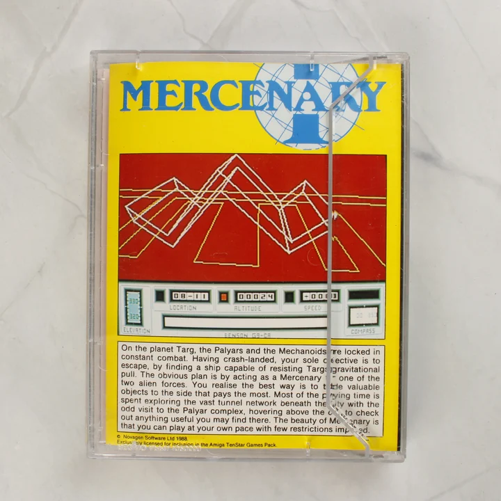 Mercenary Compendium Amiga játék hátoldali borítója leírással