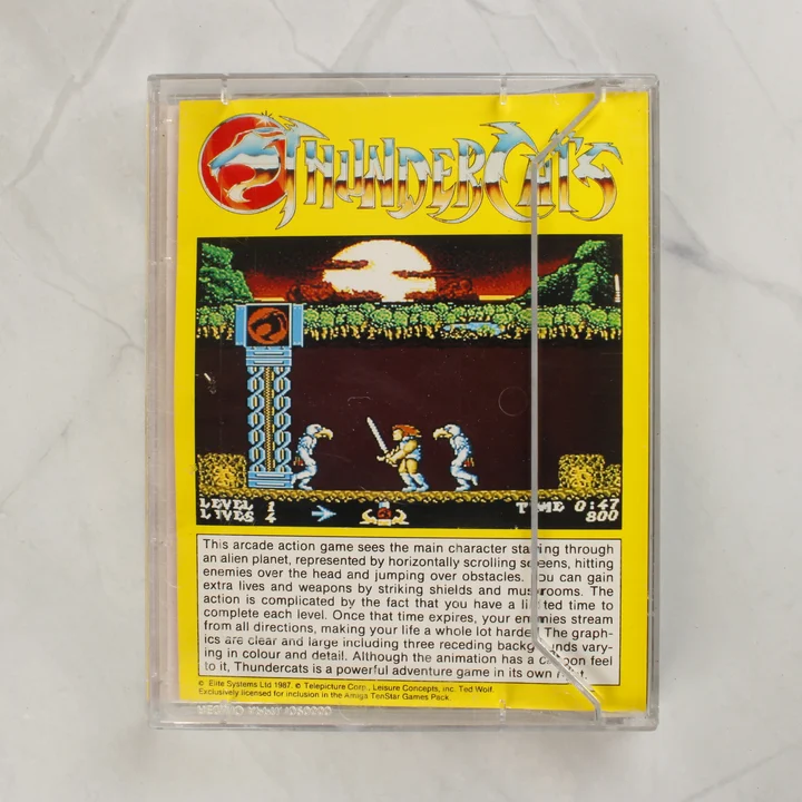 ThunderCats videójáték Amiga tok hátnézete