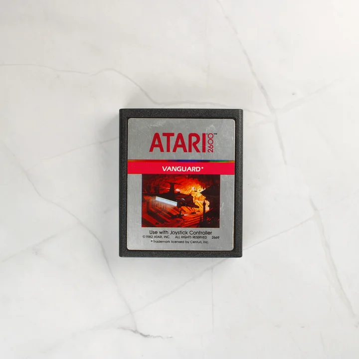Vanguard Atari 2600 játék cartridge ezüst címkével