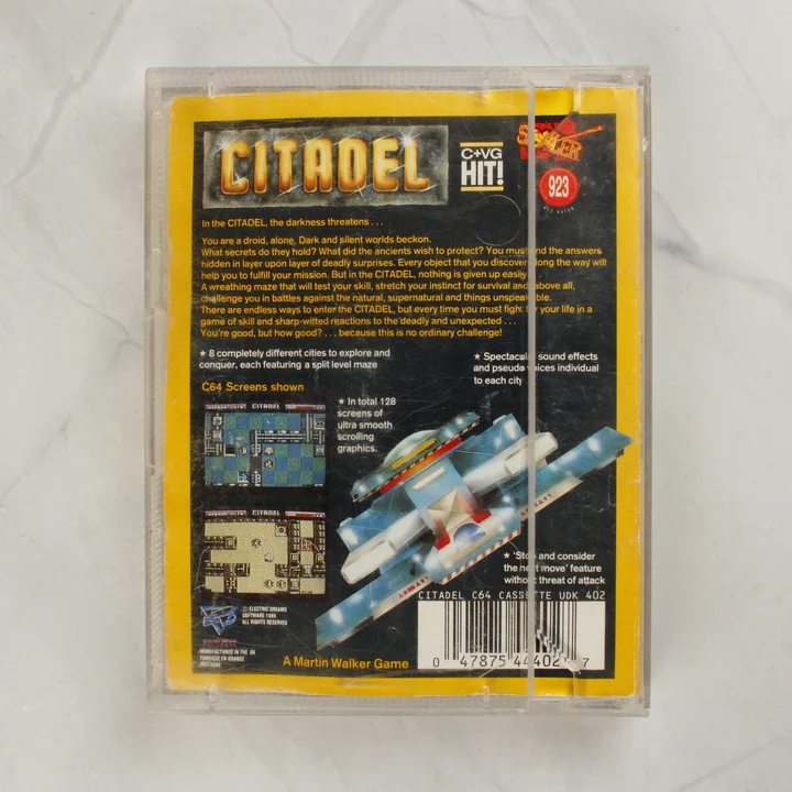Citadel Commodore 64 játék kazetta tokban hátulnézetből