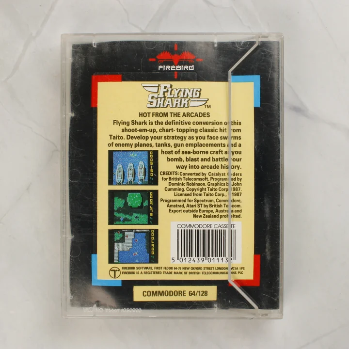 Flying Shark Commodore 64 videójáték tokja hátulról