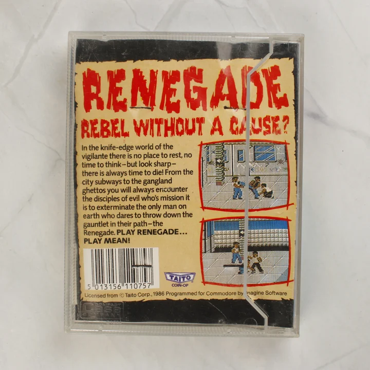 Renegade Commodore 64 videójáték tok hátoldala